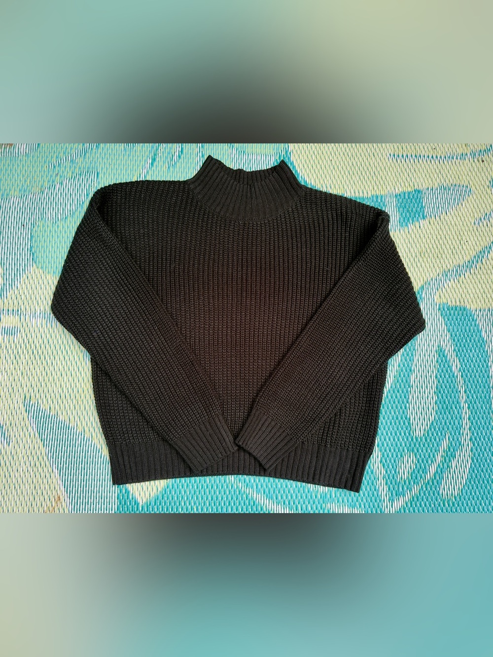 Classic Black Ribbed Mock-Neck Sweater